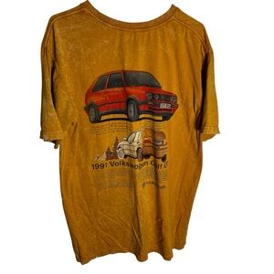 Unisex 1991 Volkswagen Golf GTI mustard acid wash graphic T shirt 2023